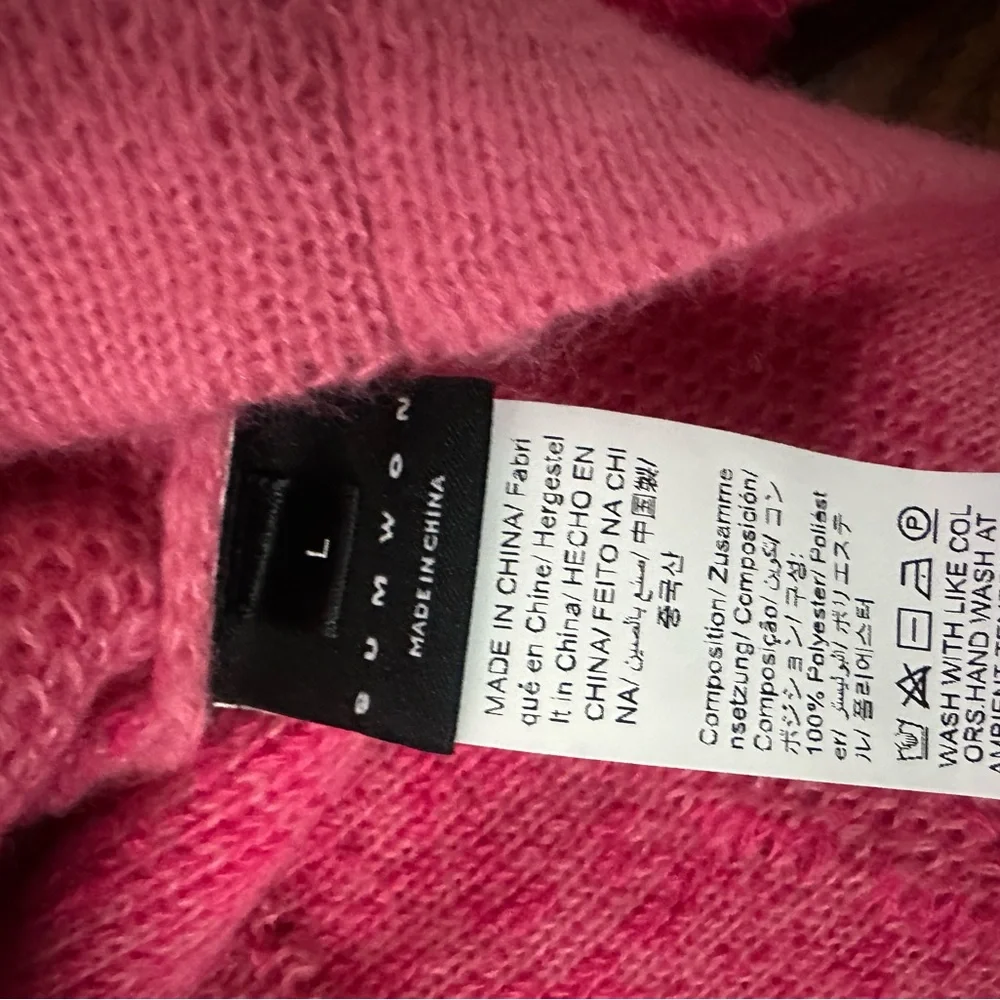Women's Hot Pink Textured Crewneck Sweater - Picture 5 of 6
